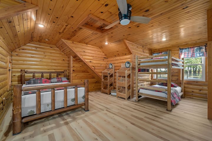 LOFT has queen bed sleeps (2) and bunk bed sleeps (2). if all adults please let me know so we can provide a folding guest bed with mattress.