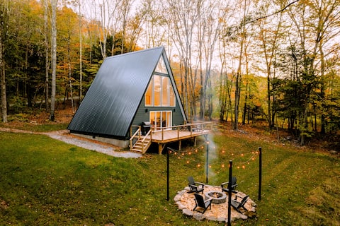 BirchRidge A-Frame: Sauna/Firepit/King Bed/7 Acres