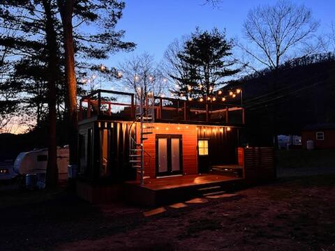 The Hideaway Container Tiny home | HOT TUB