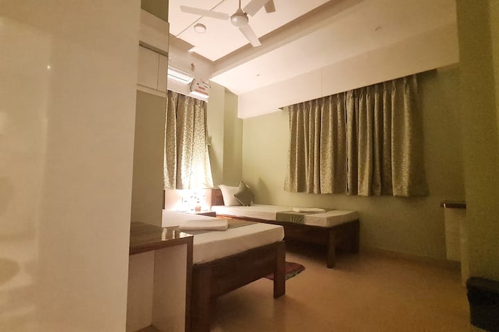 Two single size bed can be converted to double bed