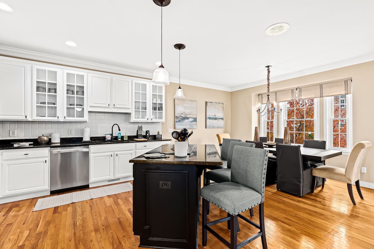 Open kitchen and dining area in the Howell property