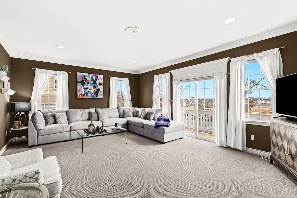 Spacious living room in the Howell property