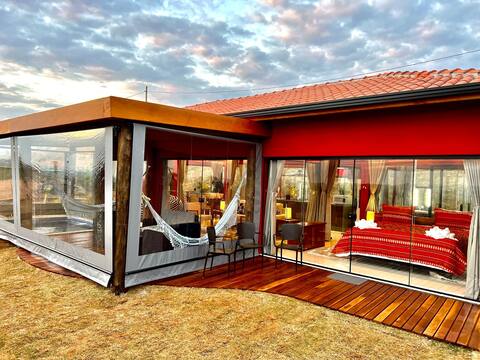 Chalé 7 com piscina aquecida, jacuzzi e sauna
