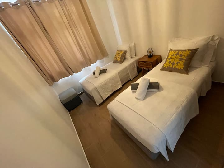 Bedroom 3 with 2 Single beds which can be brought together to make a double bed of 1m80 cm.