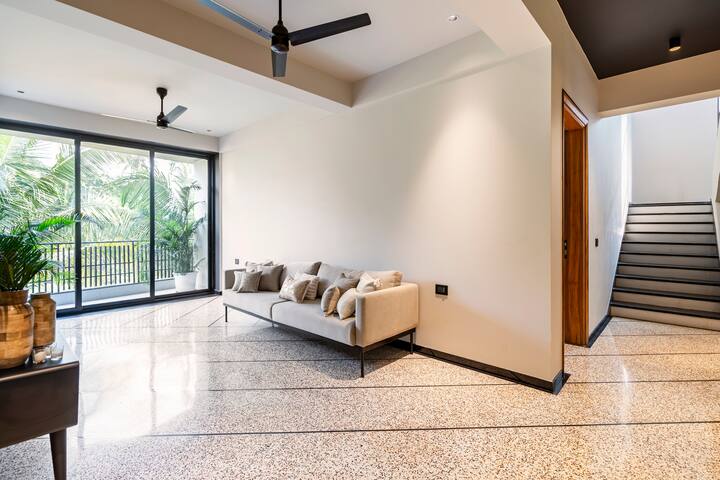 A tranquil space with natural tones and a calming ambiance