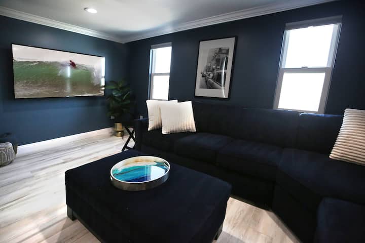 This is the second couch in the game room that also has a queen sleeper sofa and the 65" TV in the corner nook.
This pull-out can sleep two in a queen-sized bed. There are two queen-size pullouts in the fifth bedroom (game room.)
