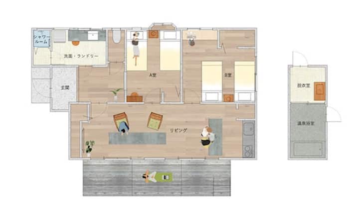 はなれ奏Hanaresou 天然温泉付き貸別荘  1棟貸切 鹿児島空港から15分・２ベッドルーム - Kirishima