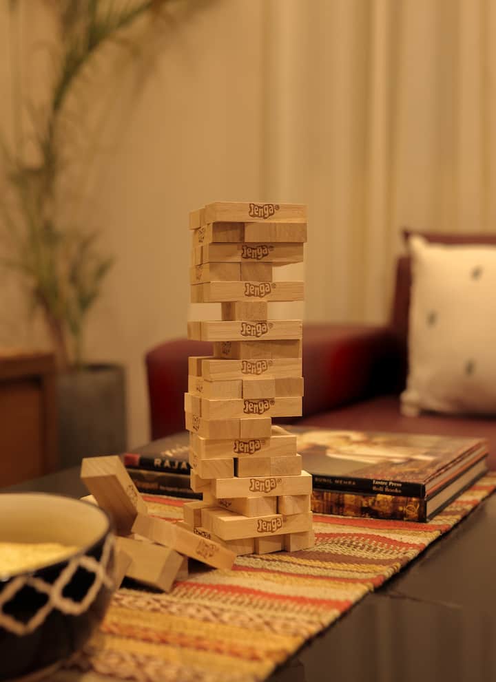 Enjoy a game of Jenga or other board games, in our airy ground floor living room!