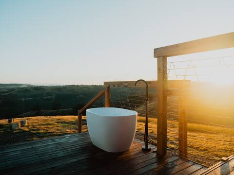 Hilltop Off Grid Tiny House with Outdoor Bath