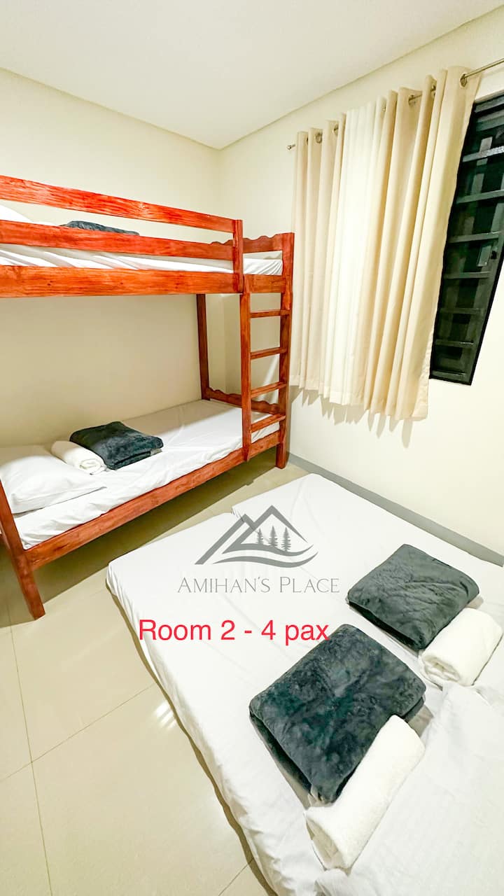 This is room 2 which is good for 4PAX (if with extra beds). Wall fan is available and with good ventilation. No couple beds, only bunk beds are available.