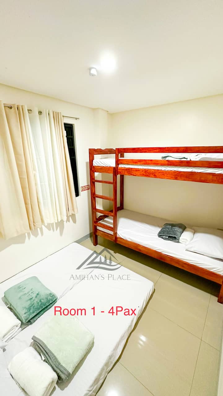 This is room 1 which is good for 4PAX (if with extra beds). Wall fan is available and with good ventilation. No couple beds, only bunk beds are available.