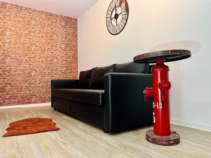 בתמונה תוכלו לראות את הסלון המזמין, המצויד בספה נוחה שניתן להפוך לספה נפתחת נוחה תוך זמן קצר. רוגע ורבגוניות משולבים במקום אחד.