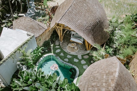 2BR-A unique Eco Bamboo house with rice field view