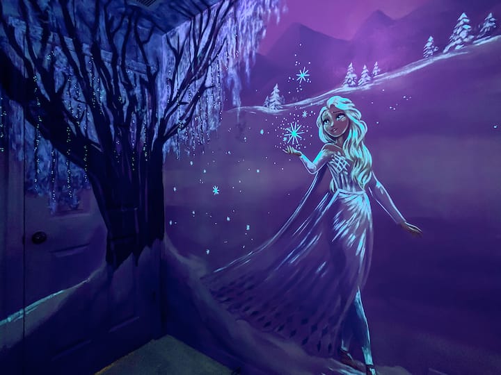Disney Frozen Bedroom Custom Black Light Elsa Mural