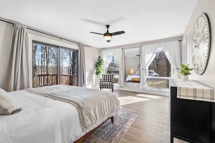 Open and airy Master bedroom has direct access to a  full master bath and closet.