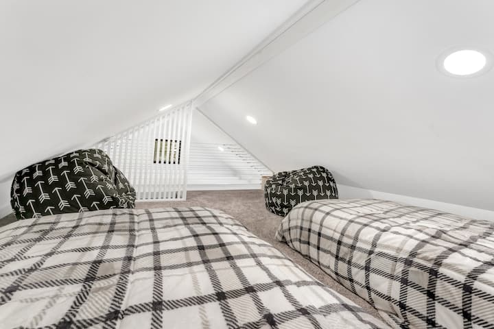 With the bean bag chairs and views from the loft, your kids will feel like the sleeping loft is their own personal fort.
