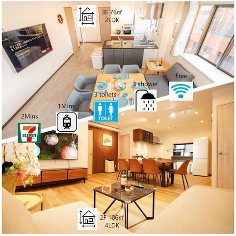 Stn&Conv 1min/Asakusa/Ginza/Skytree/200㎡3WC, 3Shwr