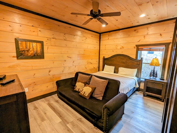 Bedroom 10 with sofa bed and TV.