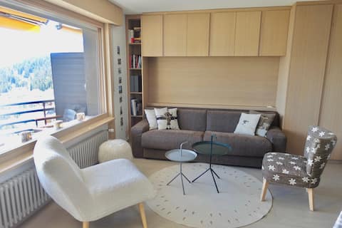 Popular Airbnb listing: Top View/3-bdr/For Family/Tennis/Indoor pool/Sauna in Crans Montana