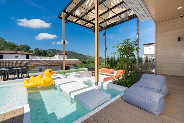 Sun loungers by the pool