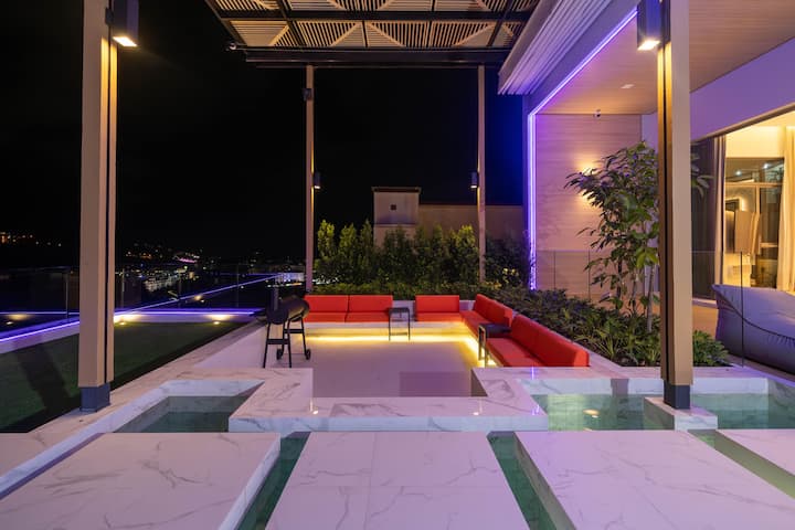 Pool terrace in the evening