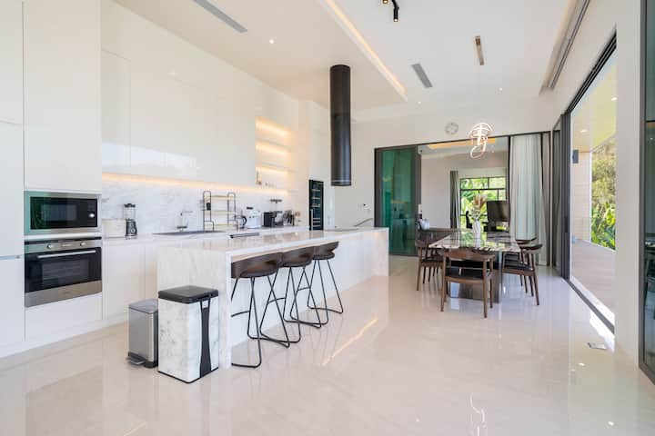 Open kitchen and living area
