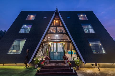 5BR pyramid-shaped infinity pool villa, Panchgani