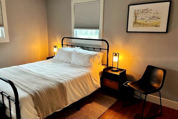 Drift to sleep under the flying sheep!  Queen bed & closet.  