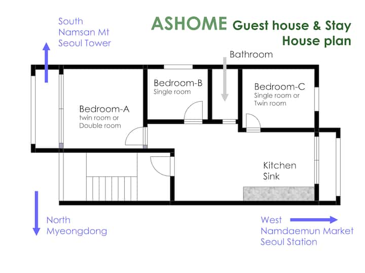 Ashome Guesthouse Myeongdong 3 Bedroom House - Myeong-dong