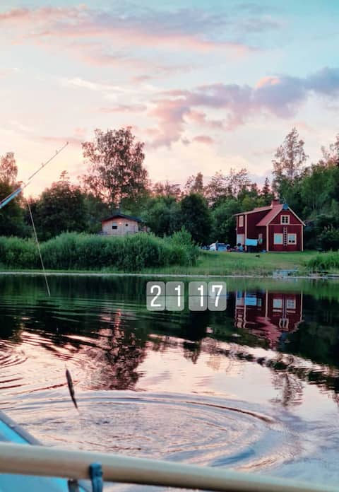 Holiday house with private pond.