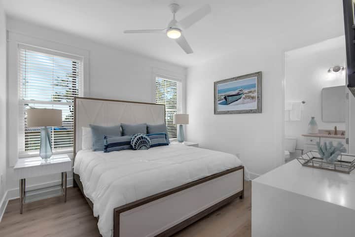 Bedroom 6.  Pic 1.  King with attached bath with freestanding tub