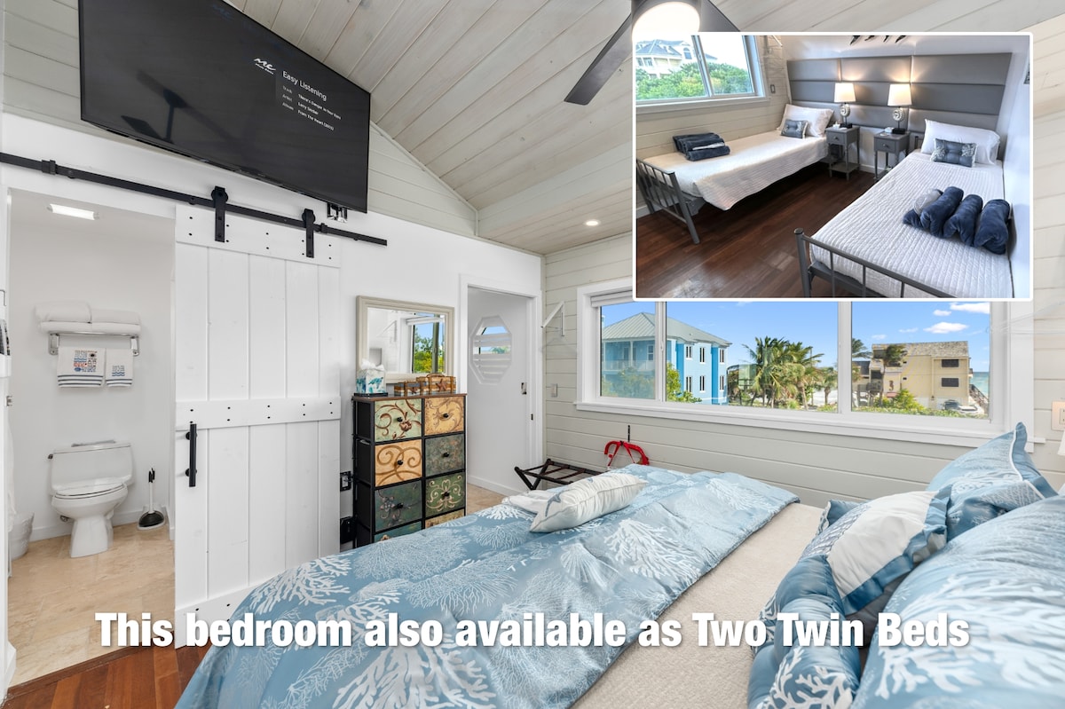 河滨加大双人床套房，带浴缸和额外的厕所。 也可以作为两张单人床提供