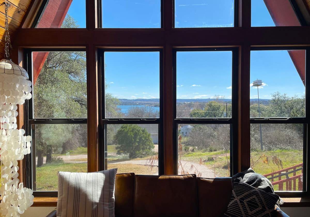 Popular Airbnb listing: Inks Lake AFrame: pool, stargazing & wildflowers in Buchanan Dam