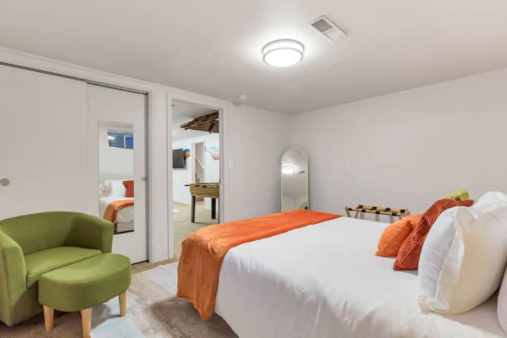 Bedroom conveniently situated right next to the game room. 