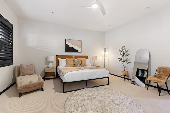 Zen Primary bedroom with King bed