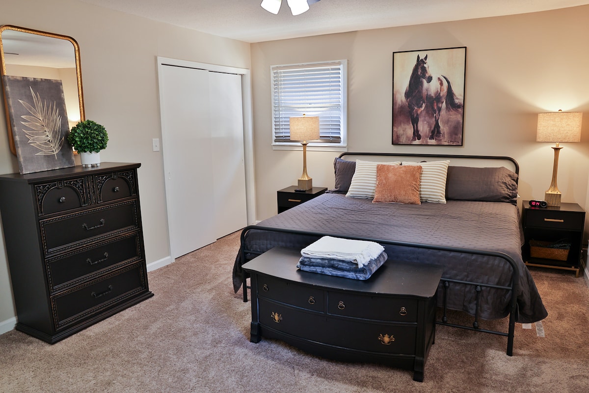 Nice view of the King size master bedroom with plenty of clothes storage options.
