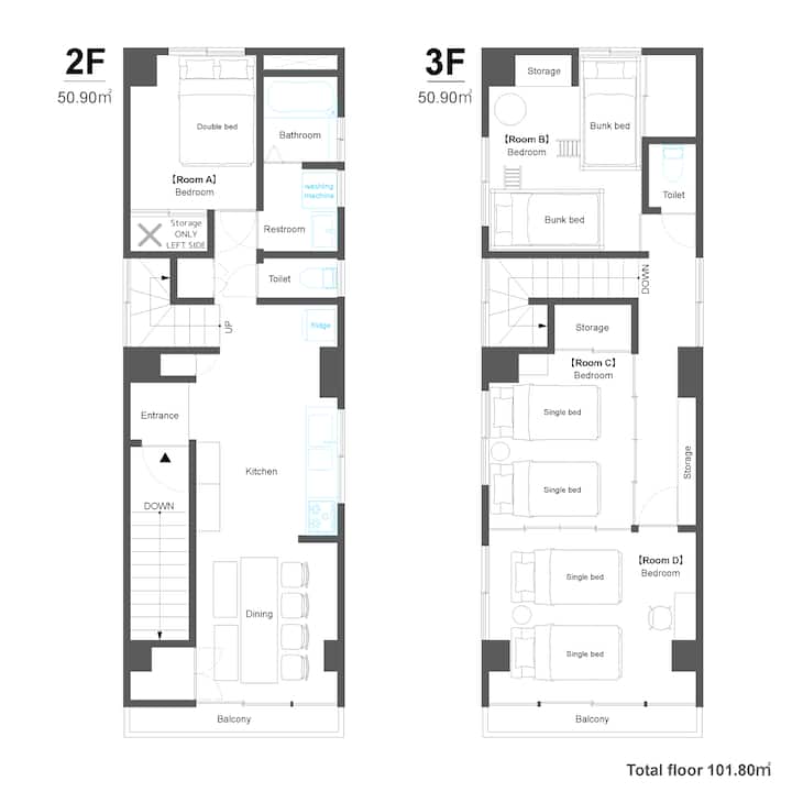 4 Room Up To 10pax Near Kamata Sta.｜projector&wifi - Yokohama