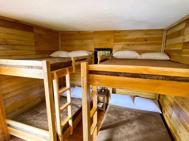 This is the Wood Can made with quality wood and materials. 8 guests can comfortably stay in this area. 