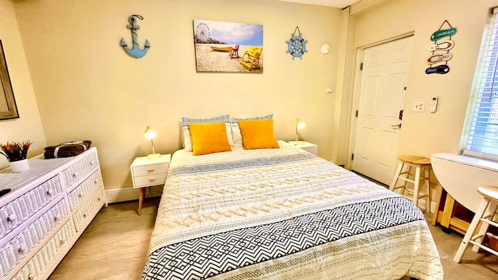 Gezellige queensize kamer op een steenworp afstand van de promenade van Wildwood