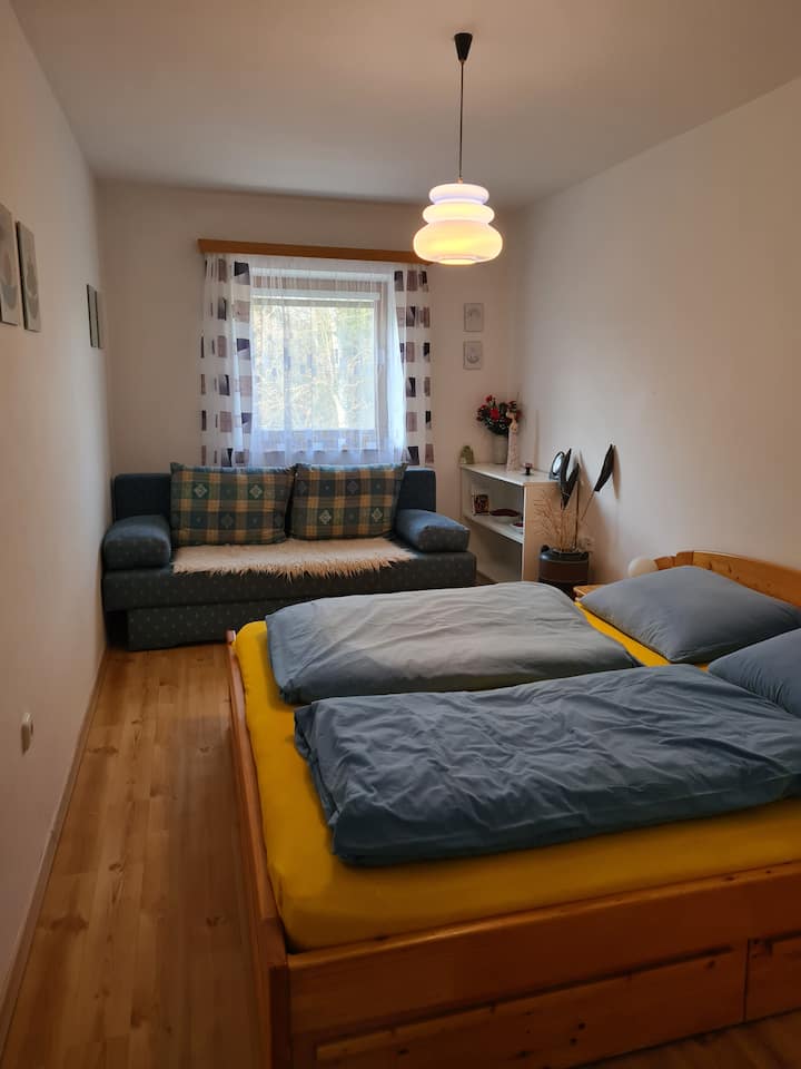 spálne na prízemí  (rozkladacia pohovka pre 2 osoby po rozložení)