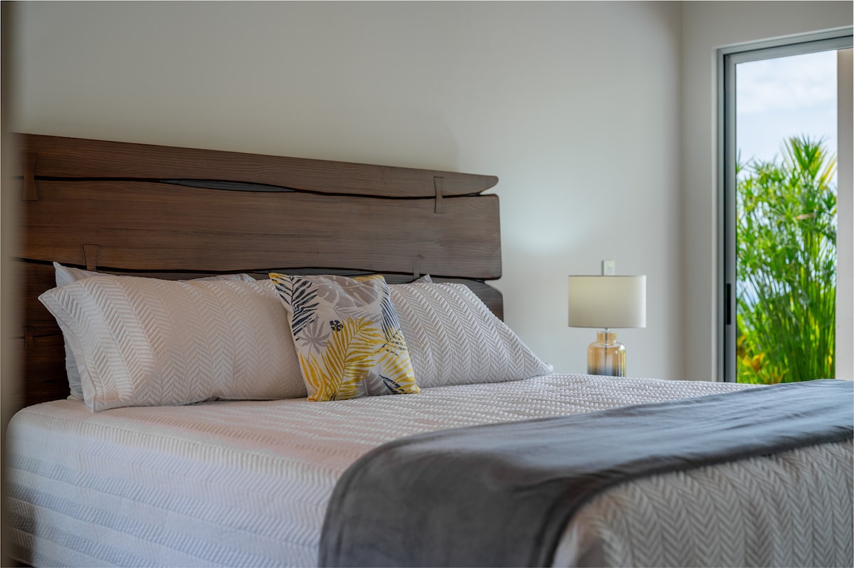 穿过客厅进入主卧套房。