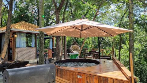 Cabana with ofurô in the native forest + swimming pool