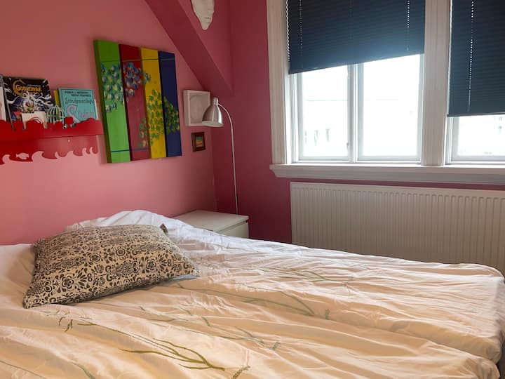 Chumba cha kulala cha rangi ya waridi, kitanda cha ukubwa wa malkia ( sentimita 160x200)