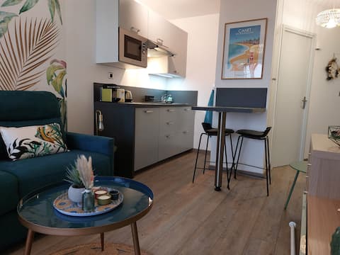 Popular Airbnb listing: Contemporary studio with superb sea view and terrace in Canet En Roussillon