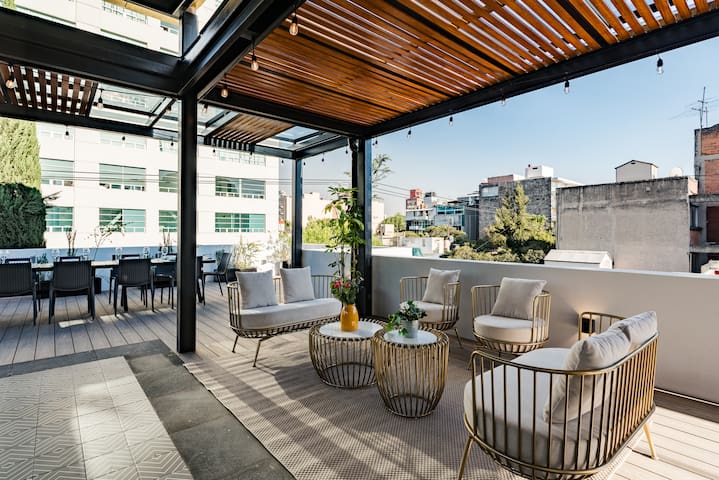 Rooftop Retreat, BBQ, Vibrant Roma Norte