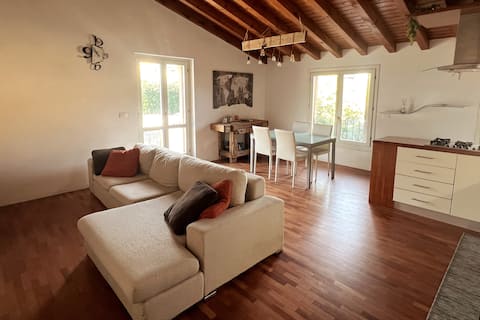 A terrace overlooking Volta Mantovana