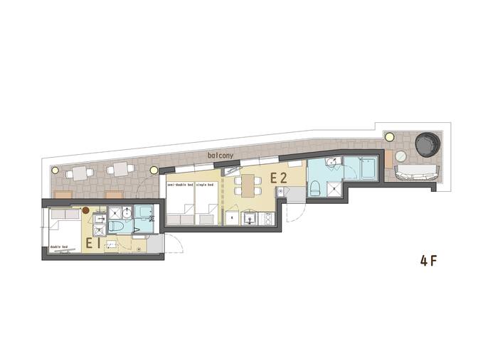 NEW/新築/4階/新宿/神楽坂/駅徒歩2分/2寝室/2バスルーム/2トイレ/最大5名/EV無し/E gallery image 2