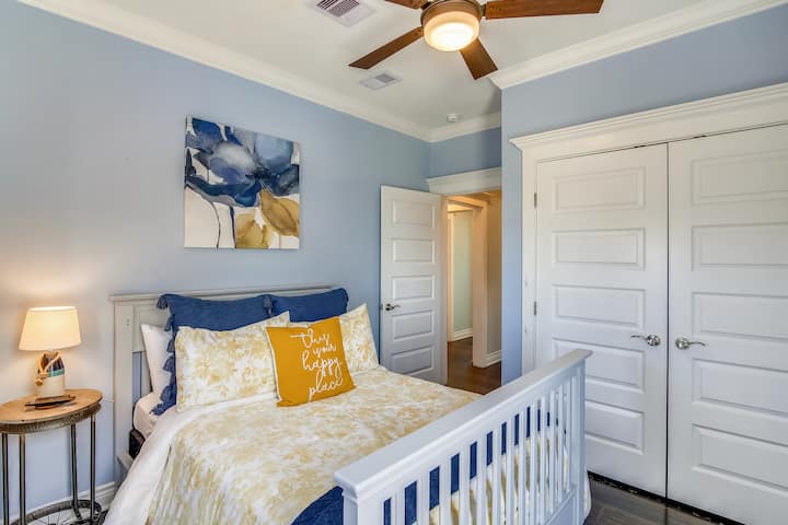 The second-floor full bedroom offers a view of the neighborhood.