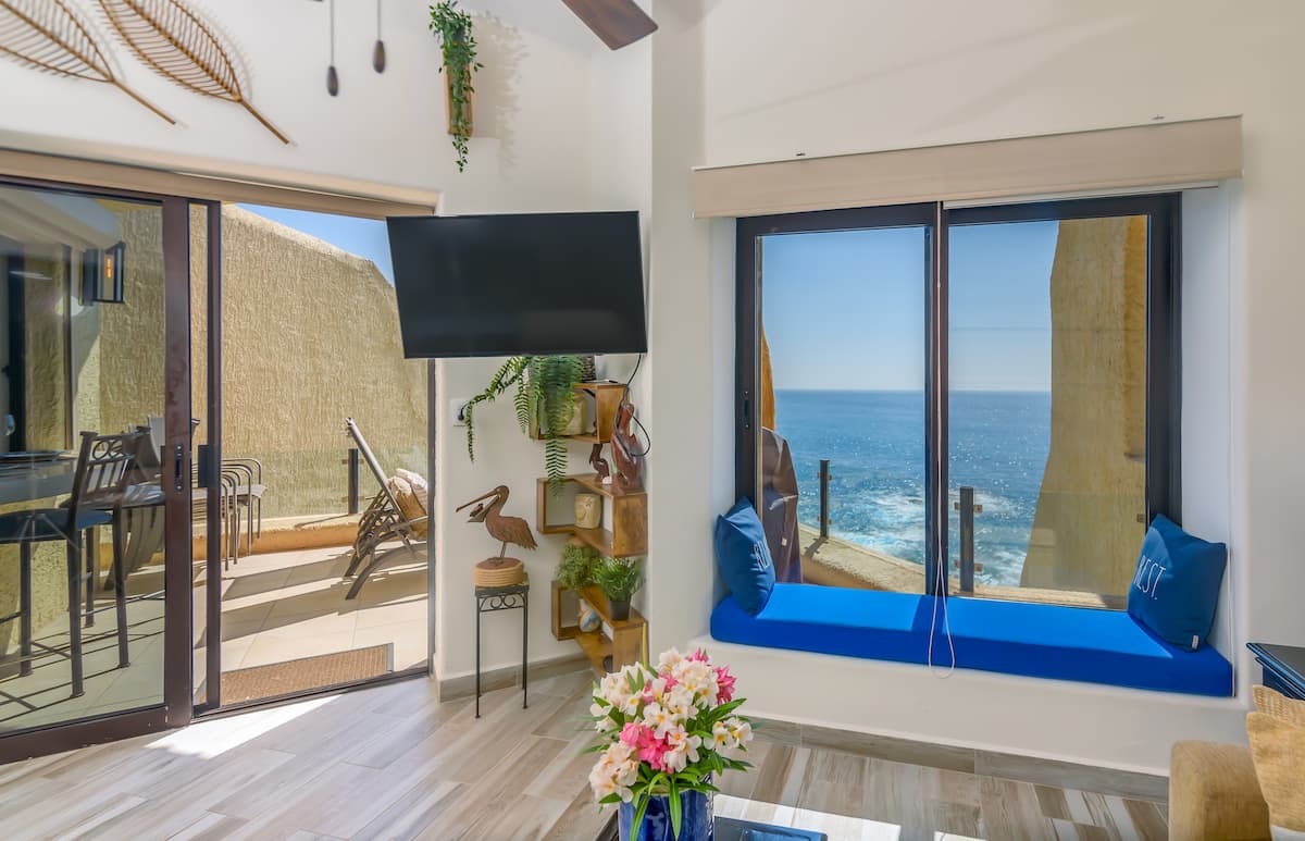 Bright living area with ocean outlook