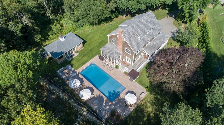 Westerly Beach House in the Woods with Pool and Hot Tub